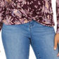 Blusa feminina com estampa floral e bainha torcida, estilo &amp; co, roxa, tamanho médio
