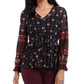 Blusa camponesa feminina com amarração na cintura, preta, tamanho grande, estilo Style &amp; Co