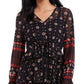 Blusa camponesa feminina com amarração na cintura, preta, tamanho pequeno, estilo Style &amp; Co