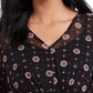 Blusa camponesa feminina com amarração na cintura, preta, tamanho X-S