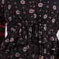 Blusa camponesa feminina com amarração na cintura, preta, tamanho X-S