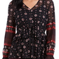 Blusa camponesa feminina estilo &amp; co com amarração na cintura, preta, tamanho GG