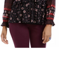 Blusa camponesa feminina estilo &amp; co com amarração na cintura, preta, tamanho GG