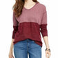 Moletom com capuz feminino estilo colorblock vermelho tamanho grande