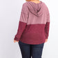 Moletom com capuz feminino estilo colorblock vermelho tamanho extra pequeno