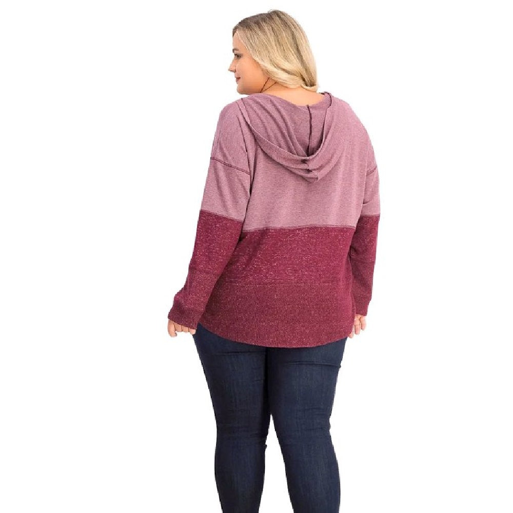 Moletom com capuz feminino plus size com blocos de cores, vermelho, tamanho 2X, estilo &amp; co