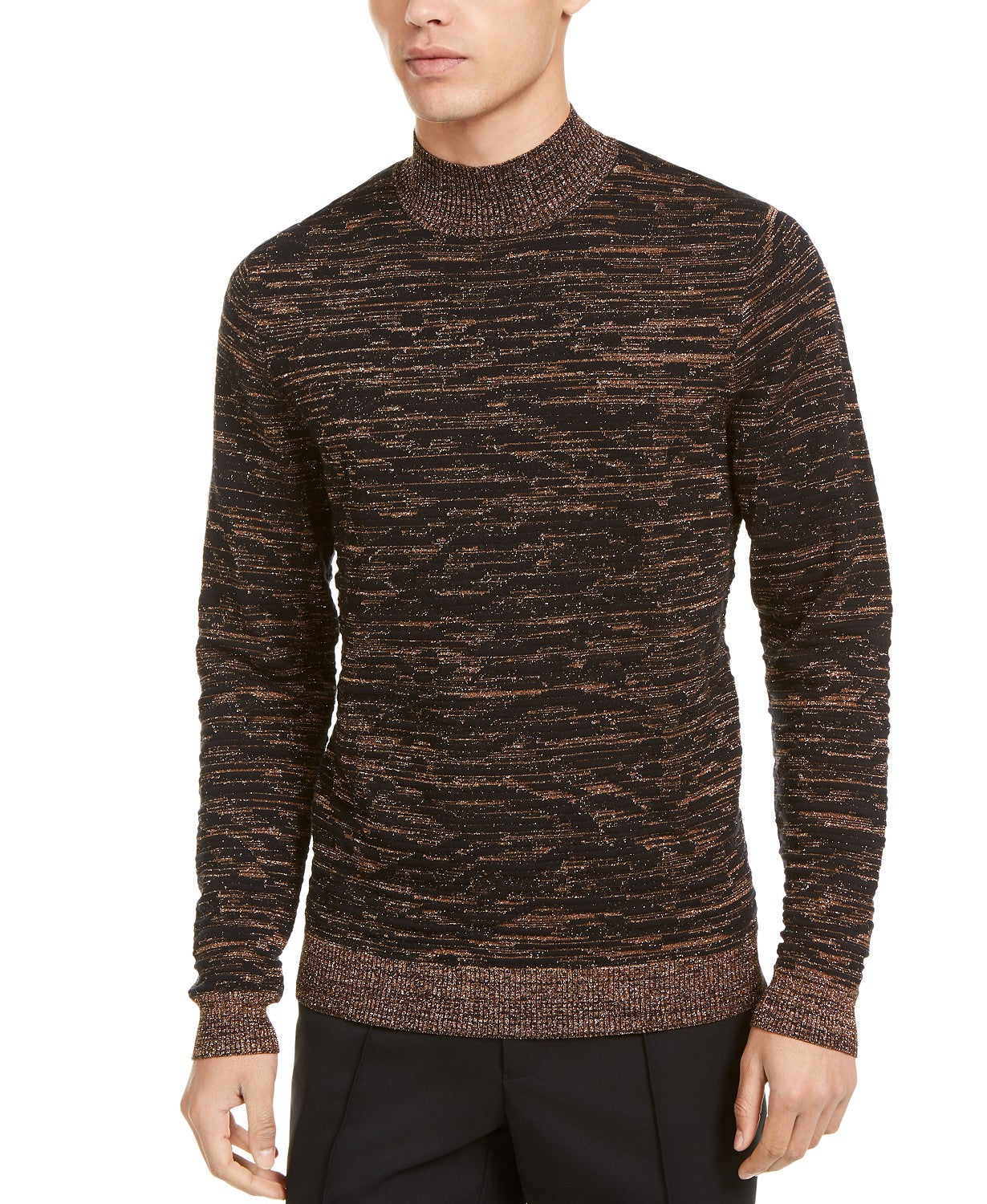 Suéter masculino de gola alta Onyx da INC International Concepts, preto, tamanho grande