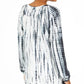 Blusa estilo camponesa com manga bufante e tie-dye, preta, tamanho X-S