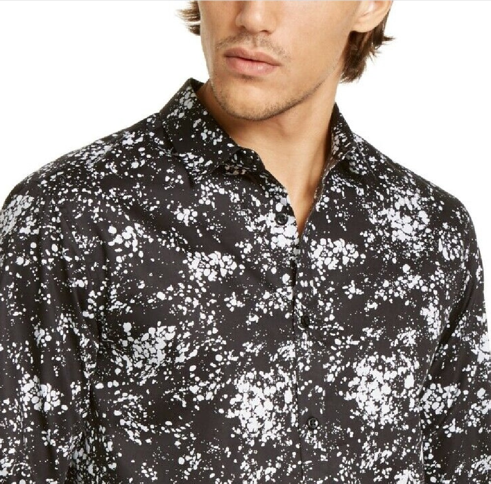 Camisa masculina com estampa de respingos Miguel da INC International Concepts, preta, tamanho 3XB