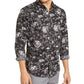 Camisa masculina grande e alta com estampa de respingos de tinta da INC International Concepts, preta, tamanho 4, extra grande
