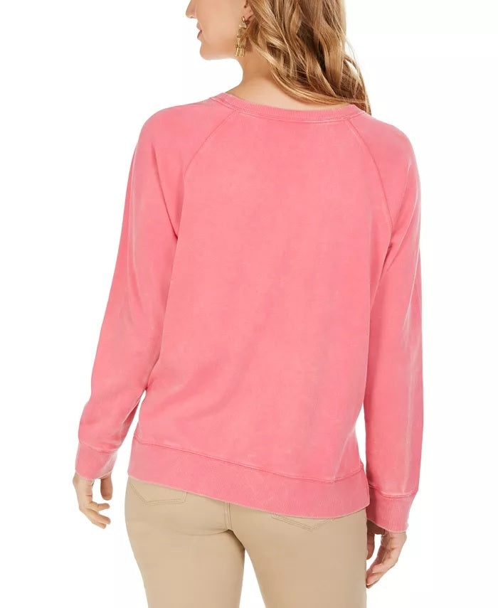 Moletom feminino de algodão com estampa de coração Style &amp; Co, rosa, tamanho pequeno
