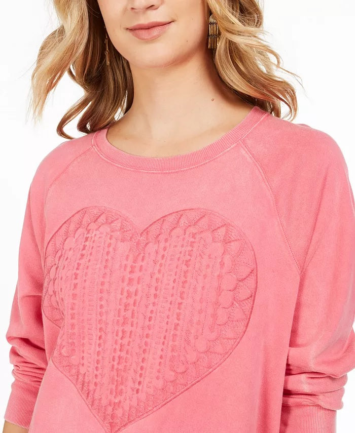 Moletom feminino de algodão com estampa de coração Style &amp; Co, rosa, tamanho pequeno