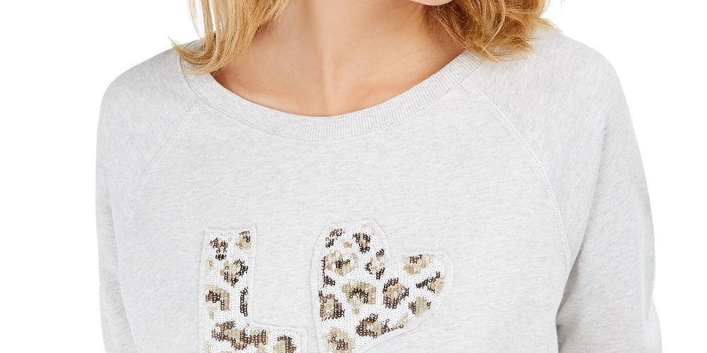 Moletom feminino de algodão com estampa gráfica Style &amp; Co, cinza, tamanho pequeno