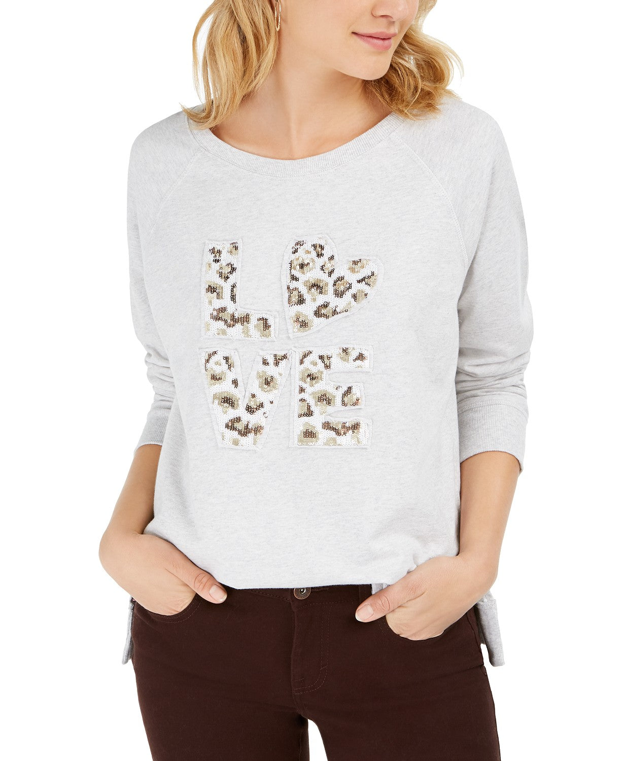 Moletom feminino de algodão com estampa gráfica estilo &amp; co, cinza, tamanho extragrande