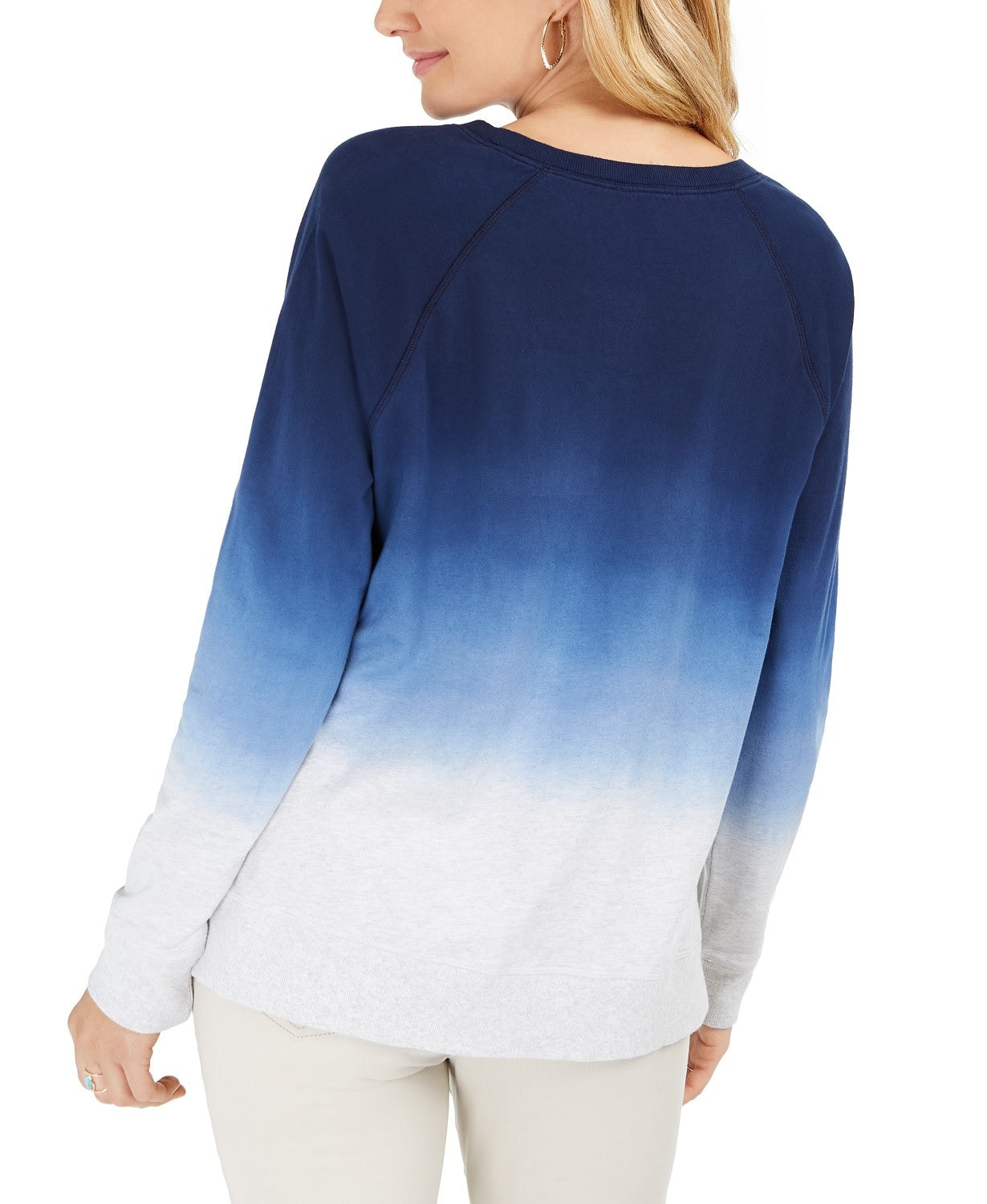 Moletom Feminino de Algodão Ombré Style &amp; Co Azul Tamanho Médio