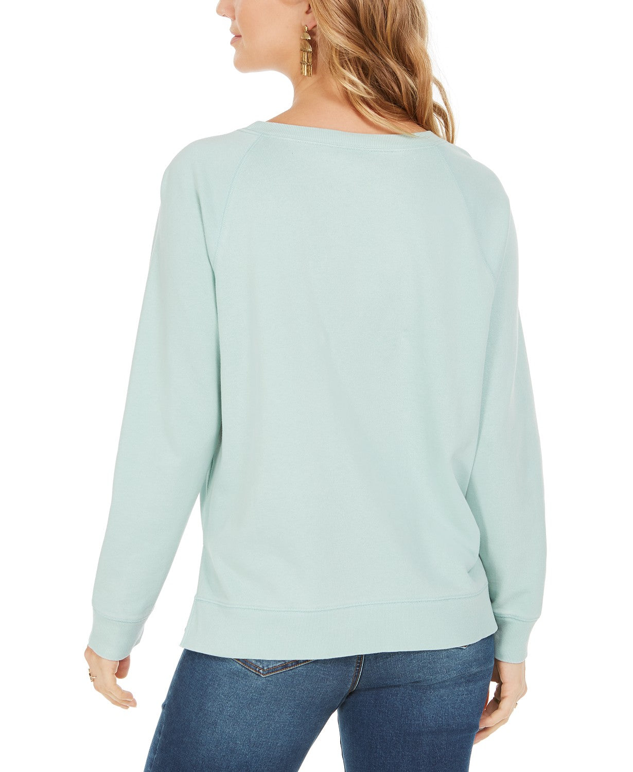 Moletom feminino de algodão bordado Style &amp; Co, verde, tamanho médio