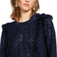 Blusa feminina com babados e ilhós INC International Concepts, azul-marinho, tamanho pequeno