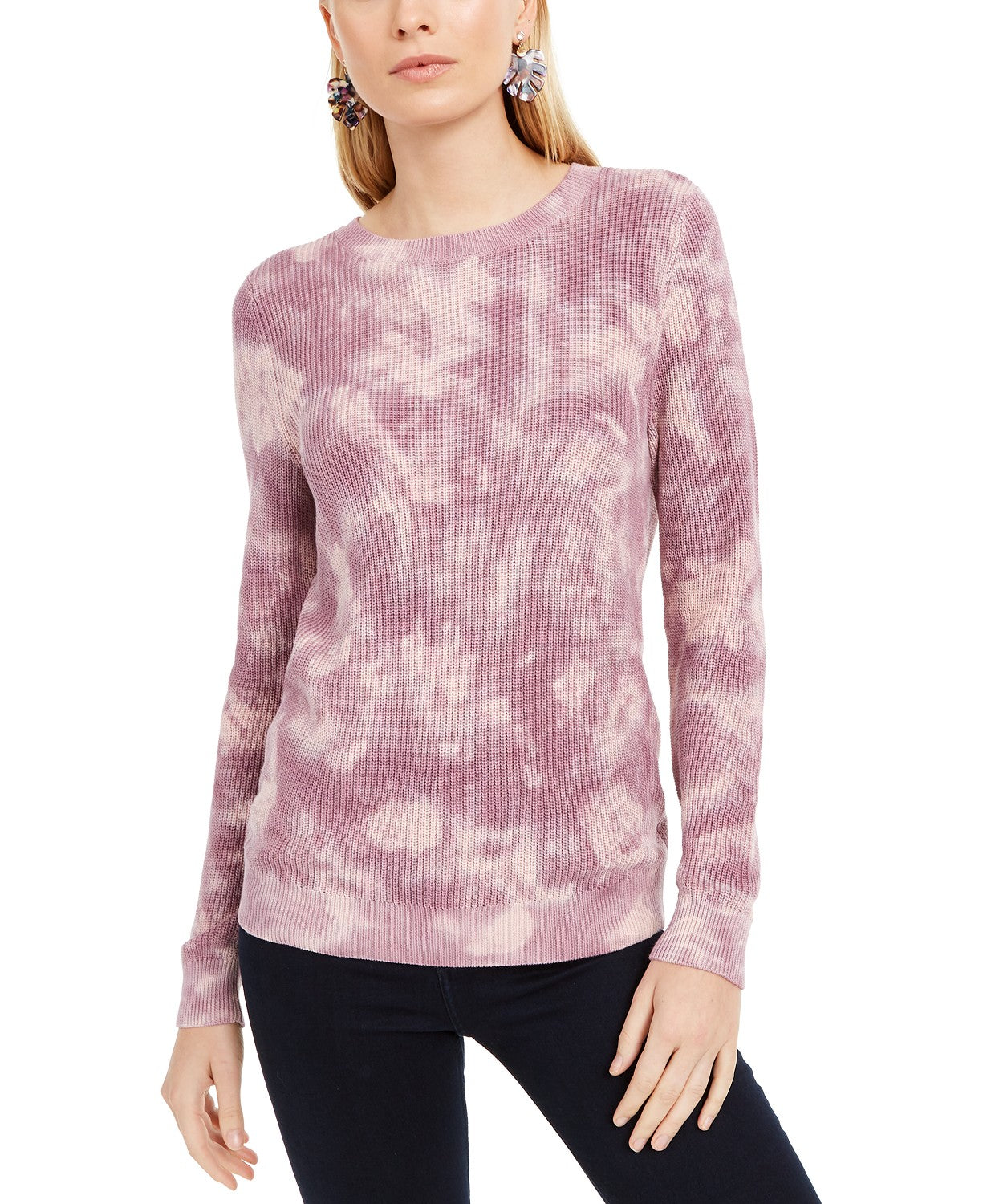 Suéter tingido com nó feminino INC International Concepts, roxo, tamanho grande