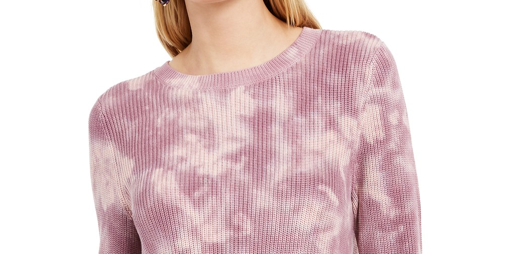 Suéter tingido com nó feminino INC International Concepts, roxo, tamanho grande