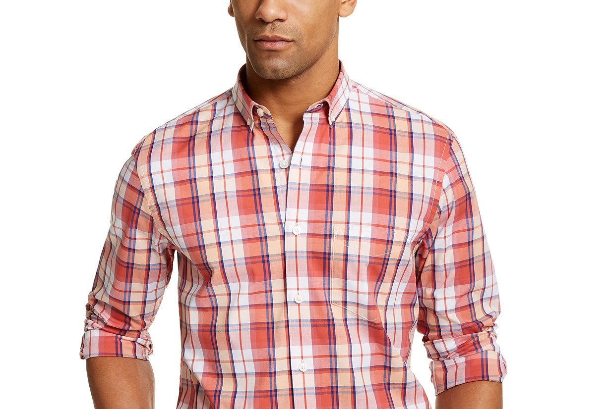 Camisa xadrez masculina Club Room vermelha tamanho grande