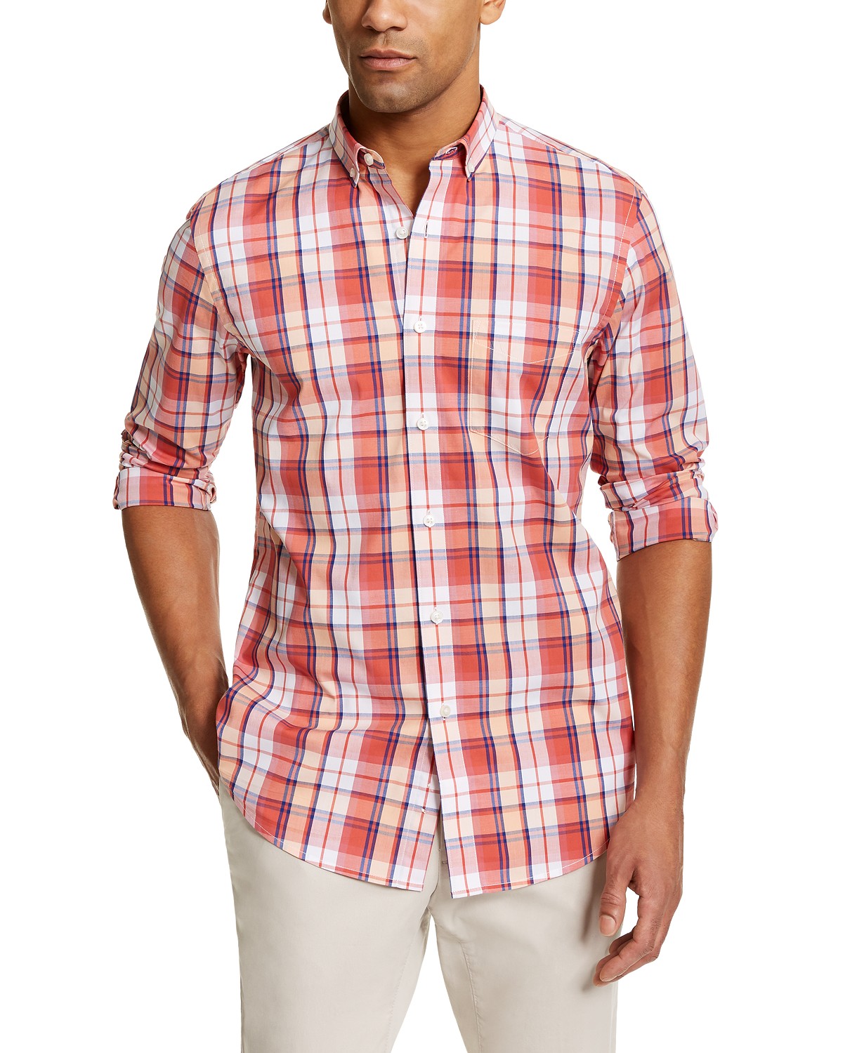 Camisa xadrez masculina Club Room vermelha tamanho médio