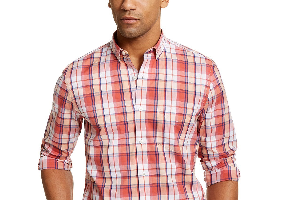 Camisa xadrez masculina Club Room vermelha tamanho médio