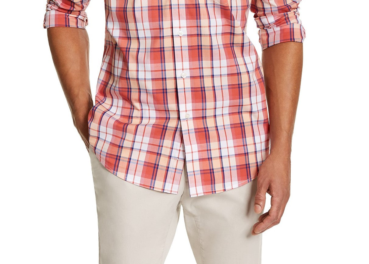 Camisa xadrez masculina Club Room vermelha tamanho médio