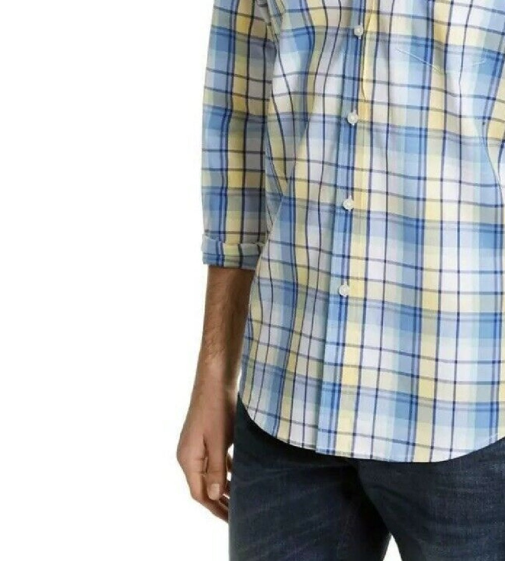Camisa xadrez masculina Club Room amarela tamanho médio