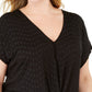 INC International Concepts Top feminino plus size com ilhós e frente torcida, preto, tamanho 2, extra grande