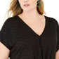 INC International Concepts Top feminino plus size com ilhós e frente torcida, preto profundo, tamanho 3X