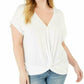 INC International Concepts Top feminino plus size com ilhós e frente torcida, branco, tamanho 3X