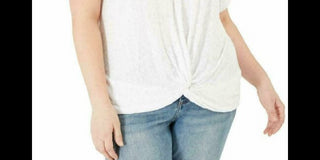 INC International Concepts Top feminino plus size com ilhós e frente torcida, branco, tamanho 3X