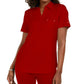 Camisa polo feminina Karen Scott de algodão vermelho brilhante, tamanho pequeno