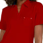 Camisa polo feminina Karen Scott de algodão vermelho brilhante, tamanho pequeno