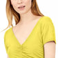 Camiseta feminina franzida INC International Concepts, amarelo escuro, tamanho X-S