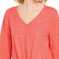 Blusa listrada com amarração frontal feminina Style &amp; Co, laranja, tamanho XX-G