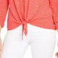 Blusa listrada com amarração frontal feminina Style &amp; Co, laranja, tamanho XX-G