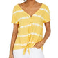 Top feminino estilo &amp; co tie-dye com amarração frontal, dourado, tamanho pequeno