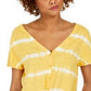 Top feminino estilo &amp; co tie-dye com amarração frontal, dourado, tamanho pequeno