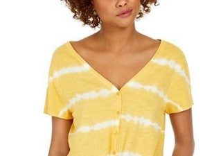 Top feminino estilo &amp; co tie-dye com amarração frontal, dourado, tamanho pequeno