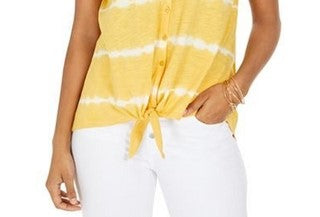 Top feminino estilo &amp; co tie-dye com amarração frontal, dourado, tamanho pequeno