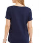 Karen Scott Top feminino de algodão com detalhes em abacaxi, azul-marinho, tamanho XX-G
