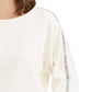 Moletom listrado feminino Bar III Shine, branco, tamanho grande