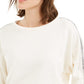Moletom listrado feminino Bar III Shine, branco, tamanho pequeno
