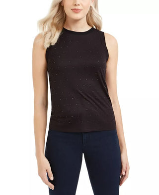 Bar III Women's Studded Sleeveless Top Black Size Extra Small