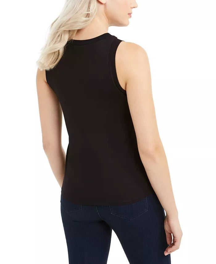 Top sem mangas com tachas Bar III feminino, preto, tamanho extra pequeno