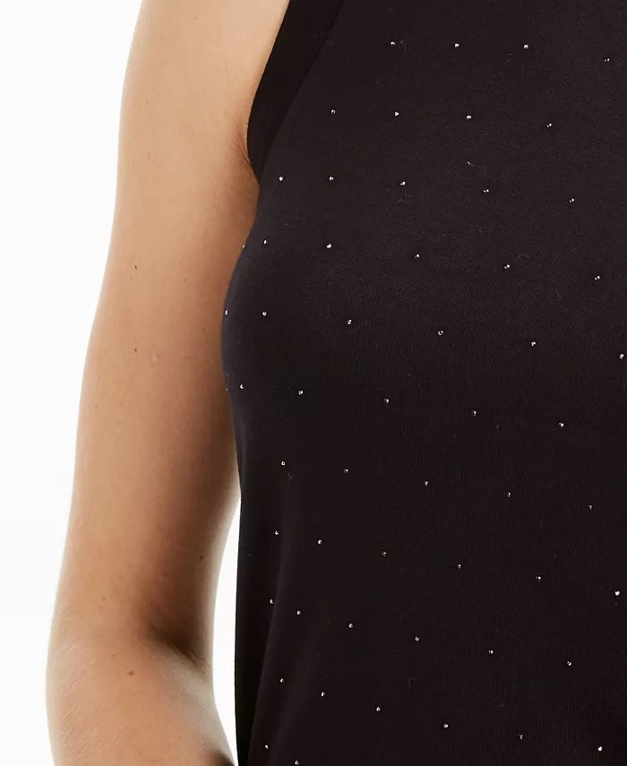 Top sem mangas com tachas Bar III feminino, preto, tamanho extra pequeno