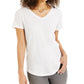 Camiseta feminina estilo &amp; co com decote em V e estampa Burnout, tamanho regular e pequeno, branca, tamanho grande