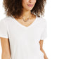 Camiseta feminina estilo &amp; co com decote em V e estampa Burnout, tamanho regular e pequeno, branca, tamanho grande