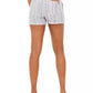 Shorts femininos listrados em mistura de linho, estilo &amp; co, cinza, tamanho pequeno